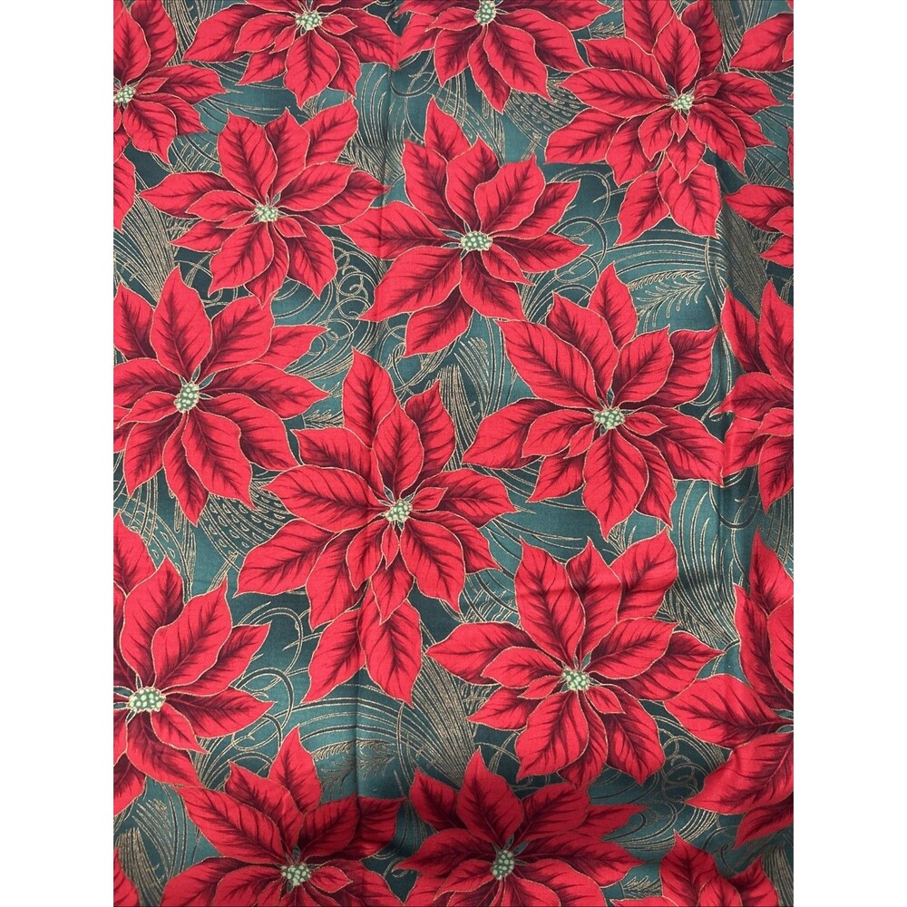 Robert Kaufman Holiday Flourish Poinsettia Cotton Quilting Fabric 54" X 42"